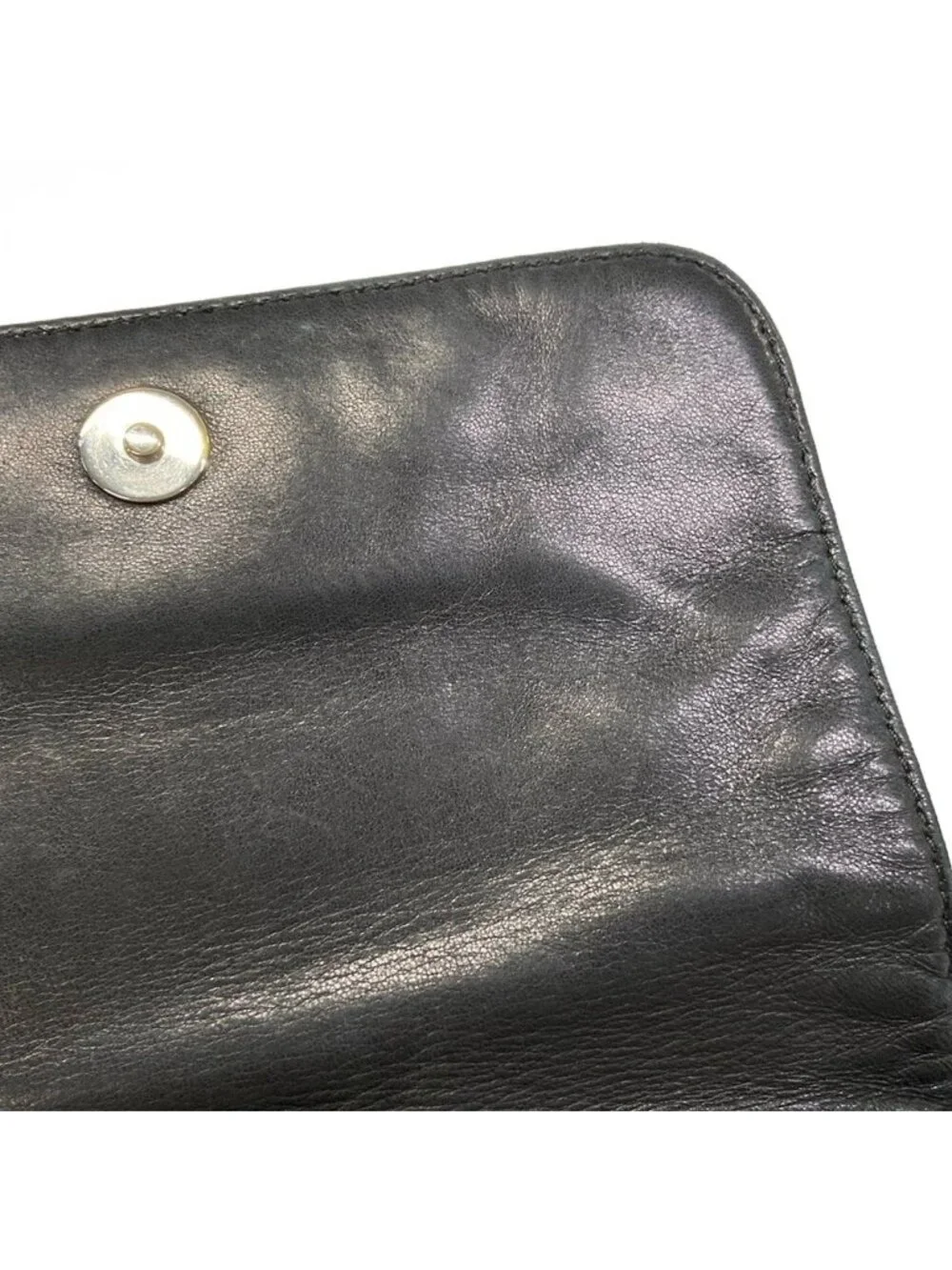 Chanel Shoulder Bag Black Chain Silver Logo Flap Lambskin